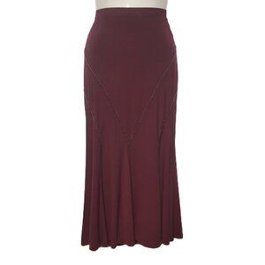 Black Figure Hugging Skirt with Sequin Beaded Accent Midi Skirt